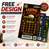 Cartes de jeu à gratter personnalisées avec numéro porte-bonheur, impression couleur à chaud, données variables, thème personnalisé, billets de loterie instantanée