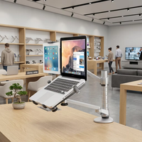 Support d'ordinateur portable en alliage d'aluminium le moins cher, pour ordinateurs portables de 10 à 15 pouces et tablettes de 9 à 10 pouces, avec bras robotique de levage combiné