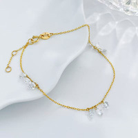 Bracelet en or jaune 18 carats réglable torsadé avec diamants de laboratoire blancs brillants Gentle Star Dew pour femme, design de créateur