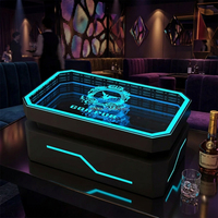 Table de bar rectangulaire en verre trempé à motif nébuleuse lumineuse et changeante de couleur, avec éclairage intégral, pour hôtel, centre commercial, KTV, salle privée