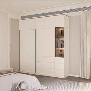 Meubles de chambre contemporains sur mesure pour toute la maison, avec rangement intelligent, dressing intégré en bois d'ingénierie blanc pur - Product Image 5