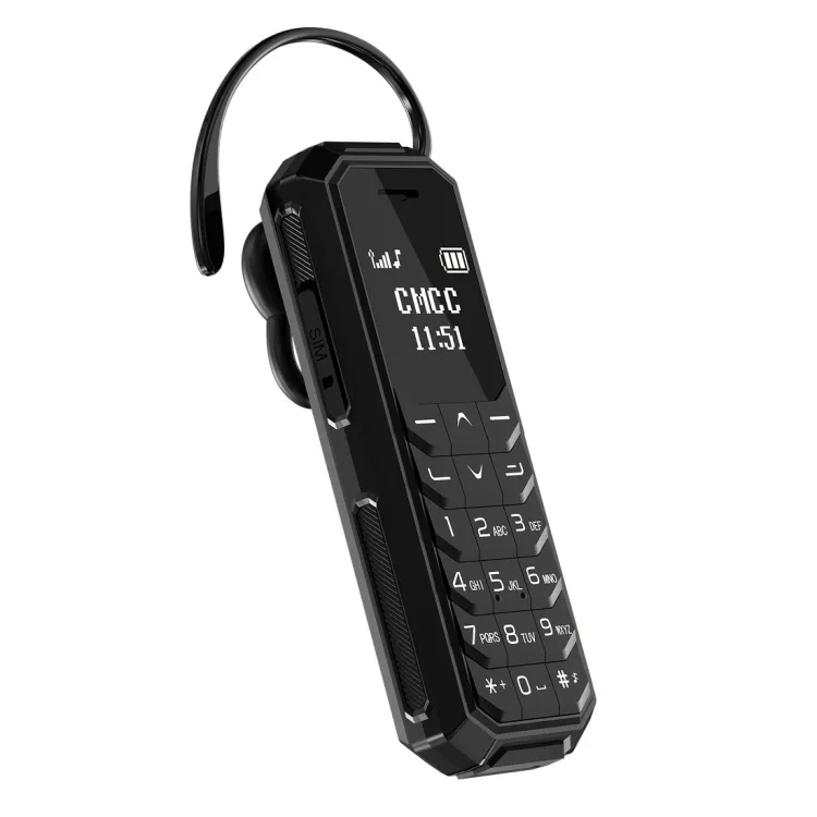 Aeku kk2 mini telemóvel, mãos livres, sem fio, discador, fone de ouvido, 0.66 polegadas, telefone celular