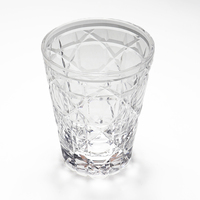 Verre à whisky Edo Kiriko sculpté à la main, bleu vert, bleu clair, bleu ciel, verre coloré taillé à la main