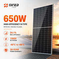 Panneaux solaires monocristallins bifaciaux de qualité supérieure, demi-cellules N, pour module photovoltaïque double vitrage 650W, pour projets commerciaux à grande échelle