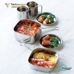 Stainless Steel <b>Camping</b> Cookware Set 6-Piece <b>Foldable</b> Portable Outdoor Dinnerware Kit Cups Plates Pots Dishwasher Safe for - Product Image 6