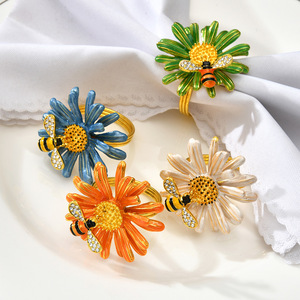 Porte-serviettes de mariage de luxe en alliage métallique, papillon de Noël, abeille, table en bois, argent, bois, acrylique, rotin, restaurant - Product Image 2
