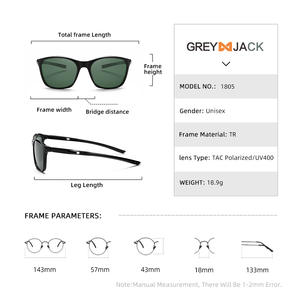 Lunettes de soleil sport polarisées Grey Jack, monture TR90, verres TAC, protection UV400 pour le cyclisme, la pêche, la conduite et les activités de plein air - Product Image 2