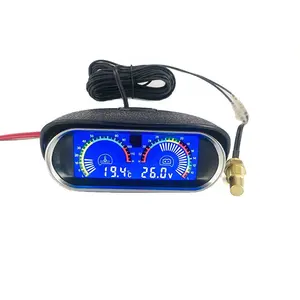 Evrensel 2 1 LCD araba dijital su sıcaklığı göstergesi voltmetre oto motosiklet su sıcaklık sensörü 10mm 12V 24V Volt metre