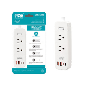Vincente stella ST-3202U 6 prese 2 USB 20W ricarica rapida 2m cavo in rame protezione contro le sovratensioni <span class=keywords><strong>americana</strong></span> e <span class=keywords><strong>presa</strong></span> elettrica - Product Image 2