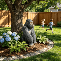 Statue de gorille réaliste en résine, figurine d'animal sauvage pour jardin, pelouse, villa, aménagement paysager extérieur