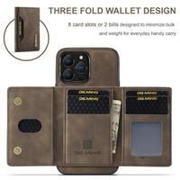 Étui à double fermoir magnétique détachable en cuir pour iPhone 15 Pro Max/14/13 Sleeve