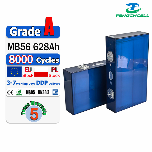 EU Stock DDP EV MB56 628Ah Prismatic LFP Battery Cell 8000 Cycles LF560K 3.2V Lithium Ion Battery for Energy Storage System