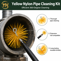 Brosse de nettoyage de cheminée personnalisée en nylon jaune avec noyau en fil d'acier, filetage M12, pour le nettoyage des conduits de cheminée, outil réutilisable
