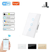 Interrupteur mural intelligent WiFi double pôle IP65 10A, norme américaine, avec panneau tactile en verre, contrôle par application et vocal