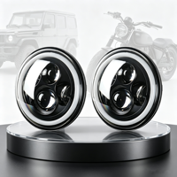 Faro LED Redondo de 7 Pulgadas con Ojo de Ángel, Luz Diurna Blanca y Señal de Giro Ámbar H4 para Vehículos Todoterreno, Motocicletas Harley, Jeep Wrangler