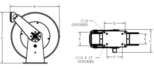 DLC670 OMP-LD -- 3/8" X 70ft. 180bar Dual Arm Auto-Retractable Air Hose Reel--REELCRAFT