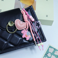 TOLKA Colgante Personalizable de PU con Corazón y Pony Estilo Nacional para Teléfono, Bolso o Llavero DIY