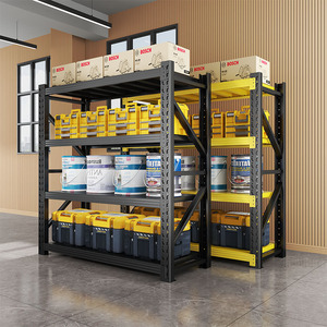 Étagère de rangement de garage en acier au carbone, coloris noir et jaune, type autoportant, étagères multifonctionnelles pour l'organisation et l'arrangement - Product Image 1