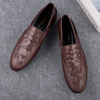 Mocasines de Cuero Transpirables Antideslizantes para Hombre, Talla Grande, Parte Superior de Cuero Vacuno Resistente a la Abrasión, Suela de Goma, Min Ke ASS