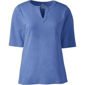 FOXA Haut en coton et polyester pour femme, col fendu, manches trois quarts, vêtements décontractés, toutes saisons, haut en tricot doux - Product Image 3