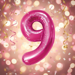 Palloncino in Foil Numero 9 'Party Love' 80cm, Decorazione Metallica per Feste di Compleanno Bambini - Product Image 5