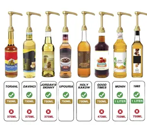 Gold Coffee Syrup Pump For 750 Ml Bottles Pack Of 12 Fits Upouria Torani DaVinci Jordans Skinny Syrups And Monin 1 Liter