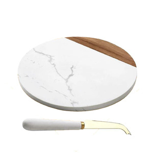 2022 Popular Luxury Round Wholesale Bamboo Marble Wooden Cheese Board And Knife Set