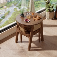 Ensemble table basse et deux chaises de balcon en bois massif, design minimaliste moderne empilable, mobilier de loisirs trois pièces