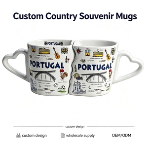 Tazza Souvenir Personalizzata del Portogallo, Set di <span class=keywords><strong>Tazze</strong></span> in Ceramica per Coppie, Regalo per <span class=keywords><strong>San</strong></span> <span class=keywords><strong>Valentino</strong></span>, Tazza per Turisti - Product Image 1