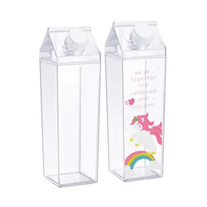 批发Amazo热卖定制印刷标志塑料PP材料500毫升1000毫升透明牛奶盒水瓶