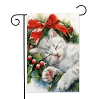 Drapeaux de jardin de Noël personnalisés en tissu polyester double face 12x18, anti-plis, vente en gros