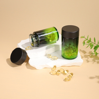 Flacon en verre rond de 60 ml avec logo personnalisé, en promotion, pour pilules, de qualité alimentaire, vert transparent, vide, pour compléments vitaminiques