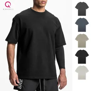 QIANZI NEW 2024 स्ट्रीटवियर कस्टम प्रिंट कढ़ाई 3XL 95% कॉटन, 5% स्पैन्डेक्स टी शर्ट एसिड वॉश ड्रॉप शोल्डर टी शर्ट पुरुषों के लिए