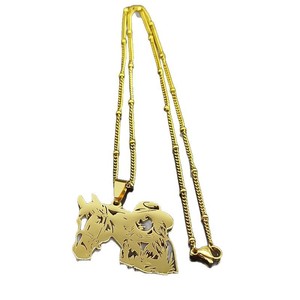 Venta al por mayor titanio Acero inoxidable <span class=keywords><strong>Hipster</strong></span> Hip-Hop joyería traje transfronterizo Comercio exterior Denim caballo cabeza hueco fiesta - Product Image 5