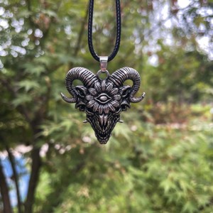 Colgante de cabeza de <span class=keywords><strong>cabra</strong></span> vikinga, collar de flor de toro Punk, colgante de esqueleto de acero inoxidable, collar con colgante de <span class=keywords><strong>calavera</strong></span> - Product Image 1