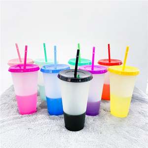 Hot Selling 16Oz 24Oz BPA Free Iced Reusable Leak-Proof Plastic Drink LGBT Pride Set of 5 Glitter <b>Straw</b> <b>Cups</b> <b>Lids</b> <b>Straws</b> Party - Product Image 1