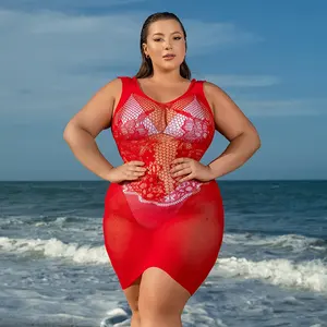 OEM Sexy Mesh Lingerie Chubby wanita ukuran Plus bulan madu penuh bodysuit 2024 nilon seksi jaring ikan Jumpsuit Bodystocking