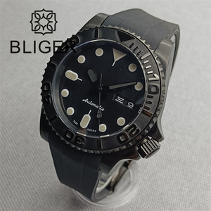 Orologio da Uomo BLIGER 40mm Movimento NH36 con Funzione Giorno e Data Quadrante Total Black Curvo di Lusso Business Impermeabile - Product Image 3