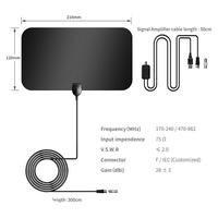Antenne TV numérique HD intérieure verticale à gain élevé à film mince 4K 1080P VHF UHF pour réception de signal de diffusion Freeview, fixation sur vitre