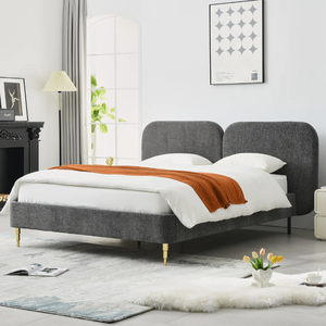 Letto Moderno di Lusso Personalizzato in Legno Massello Bianco con Testiera, Disponibile in Misure Queen, King, Full e Twin, Ultima Versione Imbottita - Product Image 6
