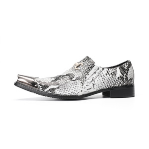 Chaussures Oxford habillées pour hommes en cuir véritable, à bout pointu, motif <span class=keywords><strong>serpent</strong></span> colorblock, style business, basses, à enfiler, avec semelle extérieure en caoutchouc surélevée - Product Image 3