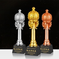 Trophée Couronne en Résine Or Argent Cuivre avec Cristal, Récompense Personnalisée pour Sports et Films, Plaque de Récompense en Résine Couronne