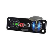 Panneau de distribution d'alimentation DC12/24V avec voltmètre numérique, port de charge rapide 48W, borniers, couvercle anti-poussière, panneau de chargeur de véhicule
