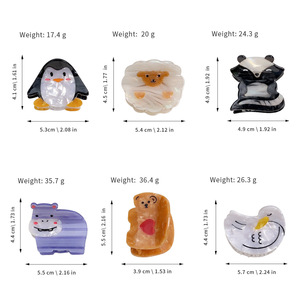 Clip <span class=keywords><strong>de</strong></span> pinzas para el pelo <span class=keywords><strong>de</strong></span> animales bonitos <span class=keywords><strong>de</strong></span> 5cm <span class=keywords><strong>de</strong></span> estilo americano europeo para niñas pequeñas con ácido acético Cordero pingüino Cisne <span class=keywords><strong>hipopótamo</strong></span> Skunk Bear - Product Image 6