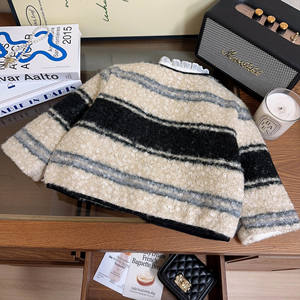 Giacca di lana di agnello a righe trapuntata invernale nuovo stile giacca Casual elegante per bambini - Product Image 2