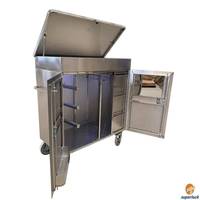 Fabrication sur mesure en acier inoxydable en Chine, boîte de rangement pour équipement équestre en métal, cabine de sablage sur roues