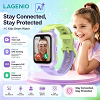 Montre connectée pour enfants LAGENIO 4G AI avec carte SIM, appel vidéo, bouton SOS, positionnement GPS précis, écran AMOLED IP68, CE RoHS