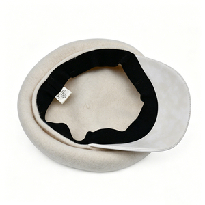 Casquette unisexe en toile polyester/coton blanche, style newsboy, chapeau de boulanger en mélange de laine avec visière incurvée, béret français pour l'hiver - Product Image 6