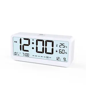 Alarm Clock Digital Thermometer Electronic Smart Snooze Wall Table Desktop Temperature Humidity Wireless Monitor Alarm Clock