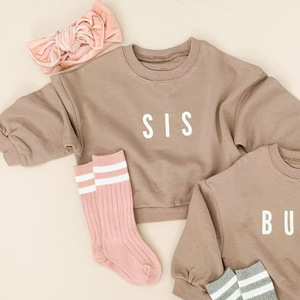 เสื้อสเวตเชิ้ตเด็ก แขนยาว พิมพ์ลายตัวอักษร SIS BUBBA สไตล์ลำลอง สำหรับเด็กผู้ชายและเด็กผู้หญิง  ฤดูใบไม้ผลิ/ฤดูใบไม้ร่วง  รับสกรีนโลโก้ - Product Image 5